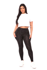 Wholesale Womens High Waist Fleece Lined Leggings With Side Pockets - Black & White Space Dye