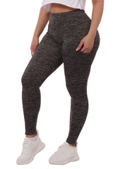 Wholesale Womens High Waist Fleece Lined Leggings With Side Pockets - Black & Grey Space Dye - S&G Apparel