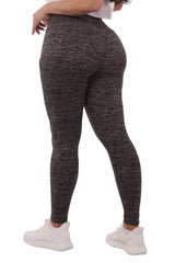 Wholesale Womens High Waist Fleece Lined Leggings With Side Pockets - Black & Grey Space Dye - S&G Apparel