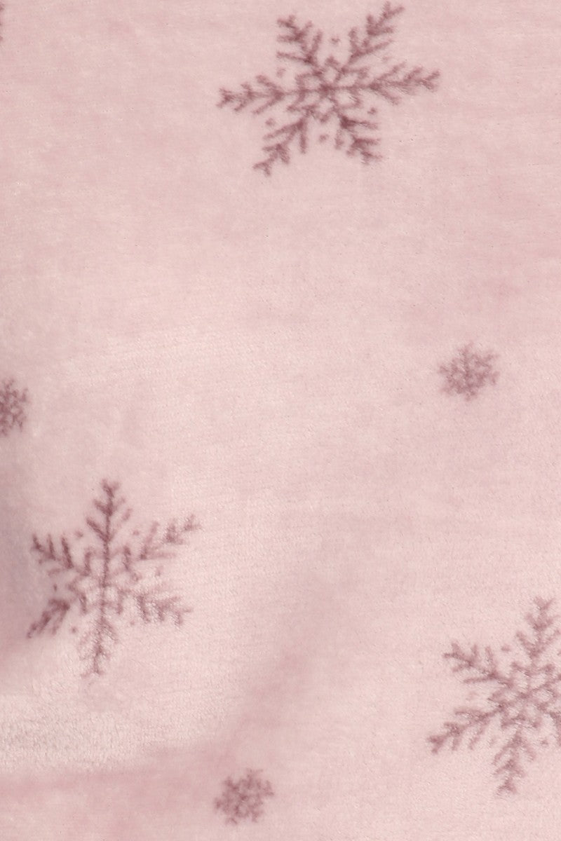 Wholesale Womens Double Plush Fur Pull Over Sweater + Sweatpants Pajamas Sets - Pink Christmas Print
