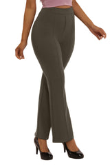 Wholesale Womens High Waist Flare Pants With Front Seam Detail - Olive