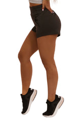 Wholesale Womens High Rise Athletic Shorts With Pockets - Black