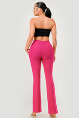 Wholesale Womens Tummy Control Butt Sculpting Flare Pants With Pockets - Beetroot Purple