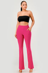 Wholesale Womens Tummy Control Butt Sculpting Flare Pants With Pockets - Beetroot Purple