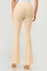 Wholesale Womens Tummy Control Butt Sculpting Flare Pants With Pockets - Pearled Ivory