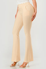 Wholesale Womens Tummy Control Butt Sculpting Flare Pants With Pockets - Pearled Ivory