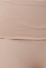 Wholesale Womens Pillowy Soft Fold Over High Waist Flare Pants - Latte