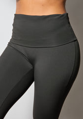 Wholesale Womens Pillowy Soft Fold Over High Waist Capri Leggings - Black