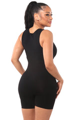 Wholesale Womens Seamless Rib Knit Romper Bodysuit - Black