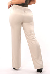 Wholesale Womens Tribute Silk Straight Leg Pants With Self Tie - Sand