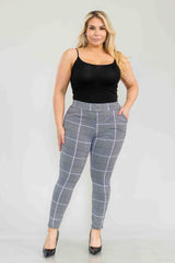 Wholesale Womens Plus Size Tummy Control Sculpting Treggings - Black, White, Mauve Plaid