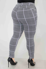 Wholesale Womens Plus Size Tummy Control Sculpting Treggings - Black, White, Mauve Plaid