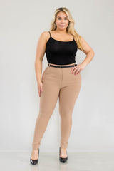 Wholesale Womens Plus Size Sculpting Treggings With Faux Leather Belt - Portobello