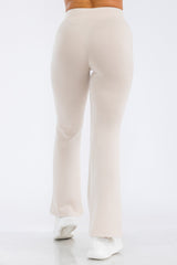 Wholesale Womens Buttery Soft Drawstring Waist Flare Pants - Almond Milk