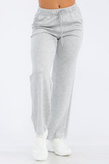 Wholesale Womens Drawstring Waist Straight Leg Pants With Back Pocket - Light Gray