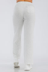 Wholesale Womens Drawstring Waist Straight Leg Pants With Back Pocket - Heather Bone