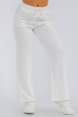 Wholesale Womens Soft Drawstring Waist Straight Leg Pants - Blonc