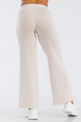 Wholesale Womens Soft Drawstring Waist Straight Leg Pants - Almond Milk