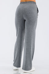 Wholesale Womens French Terry Drawstring Waist Straight Leg Sweat Pants - Heather Charcoal