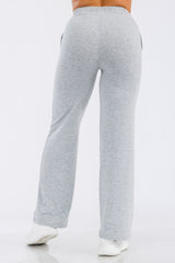 Wholesale Womens French Terry Drawstring Waist Straight Leg Sweat Pants - Light Heather Gray