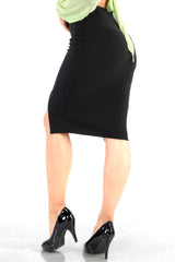 Wholesale Womens Ponte Pencil Skirt With Side Split - Black