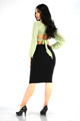 Wholesale Womens Ponte Pencil Skirt With Side Split - Black