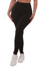 Wholesale Womens High Waist Tummy Control Sports Leggings - Black
