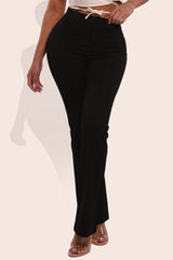 Wholesale Womens High Waist Front Seam Flare Pants - Black