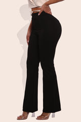 Wholesale Womens High Waist Front Seam Flare Pants - Black