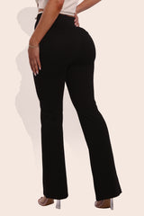 Wholesale Womens High Waist Front Seam Flare Pants - Black