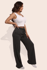 Wholesale Women's Soft Brushed Classic Drawstring Straight Leg Sweatpants - Dark Heather Gray