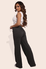 Wholesale Women's Soft Brushed Classic Drawstring Straight Leg Sweatpants - Dark Heather Gray