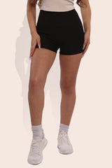 Wholesale Womens Rib Knit High Waist Hot Shorts - Black