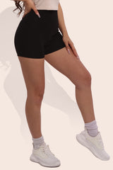 Wholesale Womens Rib Knit High Waist Hot Shorts - Black