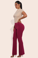 Wholesale Womens High Rise Pull On Sculpting Flare Pants - Magenta