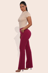 Wholesale Womens High Rise Pull On Sculpting Flare Pants - Magenta
