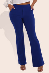 Wholesale Womens High Rise Pull On Sculpting Flare Pants - Blue