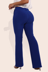 Wholesale Womens High Rise Pull On Sculpting Flare Pants - Blue