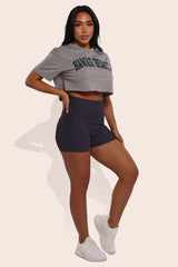 Wholesale Womens Rib Knit High Waist Hot Shorts - Graphite