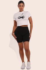 Wholesale Womens Tummy Control Biker Shorts With Side Pockets - Black