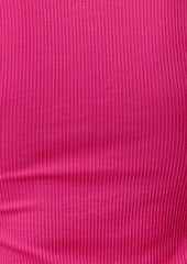 Wholesale Womens Rib Knit Square Neckline Short Sleeve Tops - Fuchsia