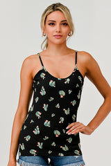 Wholesale Womens 2-Pack Rib Knit Cami Tank Tops - Black, Green Cactus