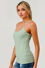 Wholesale Womens 2-Pack Rib Knit Cami Tank Tops - Black, Green Cactus