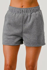 Wholesale Womens Soft Fleece Lined Cozy Sweat Shorts - Heather Gray