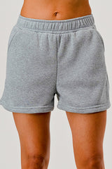 Wholesale Womens Soft Fleece Lined Cozy Sweat Shorts - Light Heather Gray