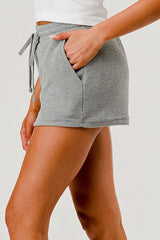 Wholesale Womens Soft Waffle Textured Drawstring Shorts - Gray