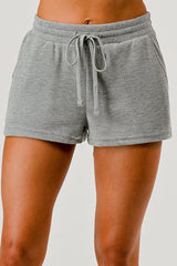 Wholesale Womens Soft Waffle Textured Drawstring Shorts - Gray