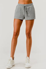 Wholesale Womens Soft Waffle Textured Drawstring Shorts - Gray