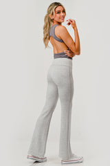 Wholesale Womens High Rise Buttery Soft Flare Pants - Light Heather Gray