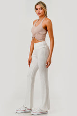 Wholesale Womens High Rise Buttery Soft Flare Pants - Heather Bone